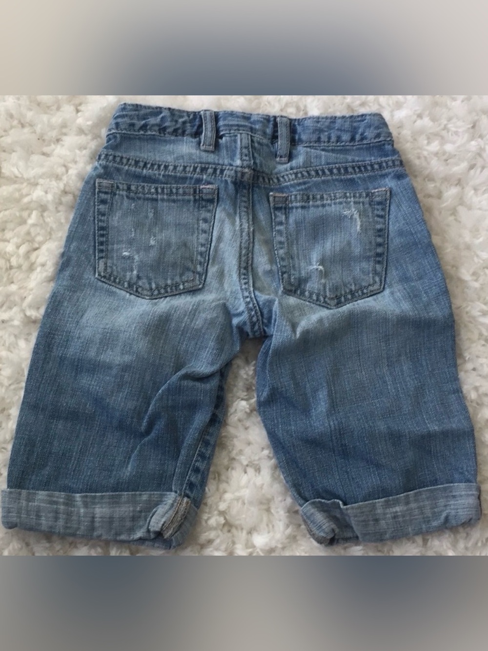 GAP Kids Girls Distressed Blue Denim Jean Capri Jorts 8S